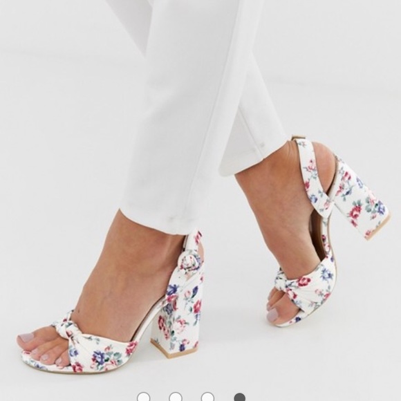 floral block heels